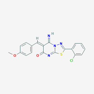 molecular formula C19H13ClN4O2S B327712 (6Z)-2-(2-chlorophenyl)-5-imino-6-(4-methoxybenzylidene)-5,6-dihydro-7H-[1,3,4]thiadiazolo[3,2-a]pyrimidin-7-one 