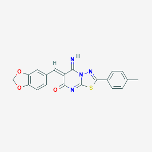 molecular formula C20H14N4O3S B327713 (6Z)-6-(1,3-benzodioxol-5-ylmethylidene)-5-imino-2-(4-methylphenyl)-5,6-dihydro-7H-[1,3,4]thiadiazolo[3,2-a]pyrimidin-7-one 
