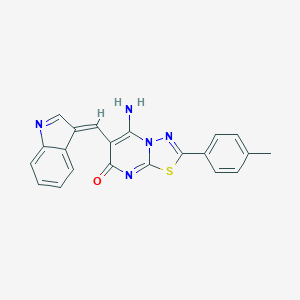 molecular formula C21H15N5OS B327714 5-imino-6-(1H-indol-3-ylmethylene)-2-(4-methylphenyl)-5,6-dihydro-7H-[1,3,4]thiadiazolo[3,2-a]pyrimidin-7-one 