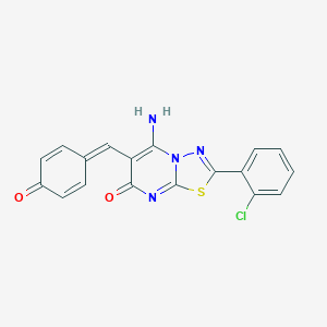molecular formula C18H11ClN4O2S B327715 (6Z)-2-(2-chlorophenyl)-6-(4-hydroxybenzylidene)-5-imino-5,6-dihydro-7H-[1,3,4]thiadiazolo[3,2-a]pyrimidin-7-one 