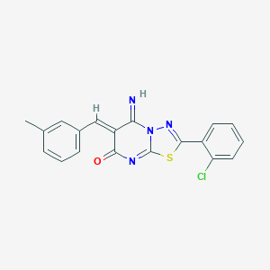 molecular formula C19H13ClN4OS B327716 2-(2-chlorophenyl)-5-imino-6-(3-methylbenzylidene)-5,6-dihydro-7H-[1,3,4]thiadiazolo[3,2-a]pyrimidin-7-one 