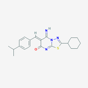 molecular formula C21H24N4OS B327717 2-cyclohexyl-5-imino-6-(4-isopropylbenzylidene)-5,6-dihydro-7H-[1,3,4]thiadiazolo[3,2-a]pyrimidin-7-one 