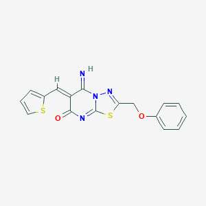 molecular formula C17H12N4O2S2 B327719 5-imino-2-(phenoxymethyl)-6-(2-thienylmethylene)-5,6-dihydro-7H-[1,3,4]thiadiazolo[3,2-a]pyrimidin-7-one 