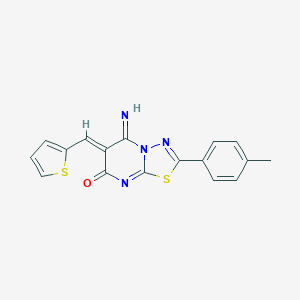molecular formula C17H12N4OS2 B327722 (6Z)-5-imino-2-(4-methylphenyl)-6-(thiophen-2-ylmethylidene)-5,6-dihydro-7H-[1,3,4]thiadiazolo[3,2-a]pyrimidin-7-one 