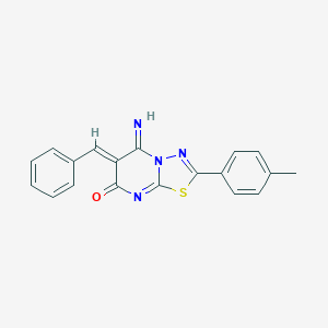 molecular formula C19H14N4OS B327723 (6Z)-6-benzylidene-5-imino-2-(4-methylphenyl)-5,6-dihydro-7H-[1,3,4]thiadiazolo[3,2-a]pyrimidin-7-one 