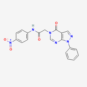 molecular formula C19H14N6O4 B3277240 N-(4-nitrophenyl)-2-(4-oxo-1-phenylpyrazolo[3,4-d]pyrimidin-5-yl)acetamide CAS No. 656831-85-5