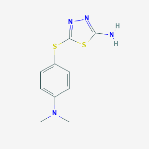 molecular formula C10H12N4S2 B327726 5-{[4-(Dimethylamino)phenyl]sulfanyl}-1,3,4-thiadiazol-2-amine 