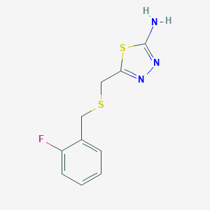 molecular formula C10H10FN3S2 B327731 5-{[(2-Fluorobenzyl)sulfanyl]methyl}-1,3,4-thiadiazol-2-amine 