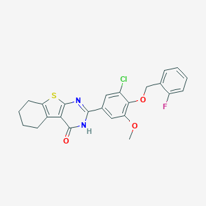 molecular formula C24H20ClFN2O3S B327734 2-{3-chloro-4-[(2-fluorobenzyl)oxy]-5-methoxyphenyl}-5,6,7,8-tetrahydro[1]benzothieno[2,3-d]pyrimidin-4(3H)-one 