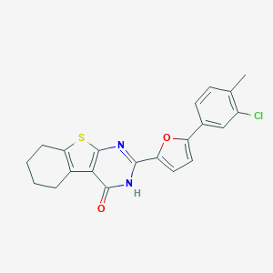 molecular formula C21H17ClN2O2S B327735 2-[5-(3-chloro-4-methylphenyl)furan-2-yl]-5,6,7,8-tetrahydro[1]benzothieno[2,3-d]pyrimidin-4(3H)-one 