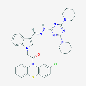 molecular formula C36H36ClN9OS B327739 1-(2-chloro-10H-phenothiazin-10-yl)-2-{3-[(E)-{2-[4,6-di(piperidin-1-yl)-1,3,5-triazin-2-yl]hydrazinylidene}methyl]-1H-indol-1-yl}ethanone 