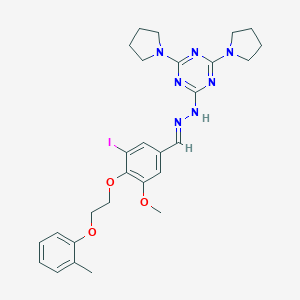 molecular formula C28H34IN7O3 B327742 3-Iodo-5-methoxy-4-[2-(2-methylphenoxy)ethoxy]benzaldehyde (4,6-dipyrrolidin-1-yl-1,3,5-triazin-2-yl)hydrazone 