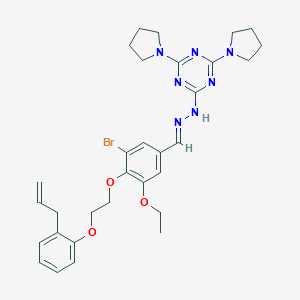 molecular formula C31H38BrN7O3 B327743 2-[(2E)-2-(3-bromo-5-ethoxy-4-{2-[2-(prop-2-en-1-yl)phenoxy]ethoxy}benzylidene)hydrazinyl]-4,6-di(pyrrolidin-1-yl)-1,3,5-triazine 