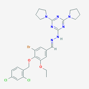 molecular formula C27H30BrCl2N7O2 B327744 2-[(2E)-2-{3-bromo-4-[(2,4-dichlorobenzyl)oxy]-5-ethoxybenzylidene}hydrazinyl]-4,6-di(pyrrolidin-1-yl)-1,3,5-triazine 