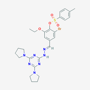 molecular formula C27H32BrN7O4S B327745 2-bromo-4-[(E)-{2-[4,6-di(pyrrolidin-1-yl)-1,3,5-triazin-2-yl]hydrazinylidene}methyl]-6-ethoxyphenyl 4-methylbenzenesulfonate 