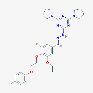 molecular formula C29H36BrN7O3 B327746 2-[(2E)-2-{3-bromo-5-ethoxy-4-[2-(4-methylphenoxy)ethoxy]benzylidene}hydrazinyl]-4,6-di(pyrrolidin-1-yl)-1,3,5-triazine 