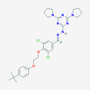 molecular formula C30H37Cl2N7O2 B327748 2-[(2E)-2-{4-[2-(4-tert-butylphenoxy)ethoxy]-3,5-dichlorobenzylidene}hydrazinyl]-4,6-di(pyrrolidin-1-yl)-1,3,5-triazine 