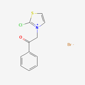 molecular formula C11H9BrClNOS B3277483 2-Chloro-3-(2-oxo-2-phenylethyl)thiazol-3-ium bromide CAS No. 66088-69-5