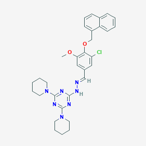 molecular formula C32H36ClN7O2 B327749 2-{(2E)-2-[3-chloro-5-methoxy-4-(naphthalen-1-ylmethoxy)benzylidene]hydrazinyl}-4,6-di(piperidin-1-yl)-1,3,5-triazine 