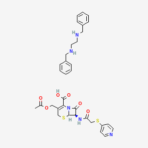 molecular formula C33H37N5O6S2 B3277532 5-Thia-1-azabicyclo[4.2.0]oct-2-ene-2-carboxylic acid, 3-[(acetyloxy)methyl]-8-oxo-7-[[(4-pyridinylthio)acetyl]amino]-, (6R,7R)-, compd. with N,N'-bis(phenylmethyl)-1,2-ethanediamine CAS No. 66163-79-9