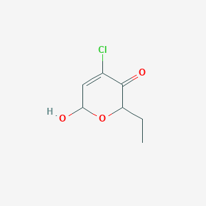 molecular formula C7H9ClO3 B3277548 2H-Pyran-3(6H)-one,4-chloro-2-ethyl-6-hydroxy- CAS No. 66187-16-4