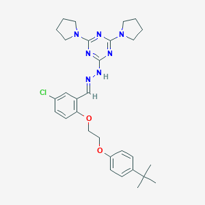molecular formula C30H38ClN7O2 B327755 2-[(2E)-2-{2-[2-(4-tert-butylphenoxy)ethoxy]-5-chlorobenzylidene}hydrazinyl]-4,6-di(pyrrolidin-1-yl)-1,3,5-triazine 