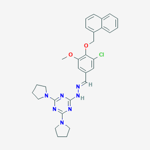 molecular formula C30H32ClN7O2 B327759 2-{(2E)-2-[3-chloro-5-methoxy-4-(naphthalen-1-ylmethoxy)benzylidene]hydrazinyl}-4,6-di(pyrrolidin-1-yl)-1,3,5-triazine 
