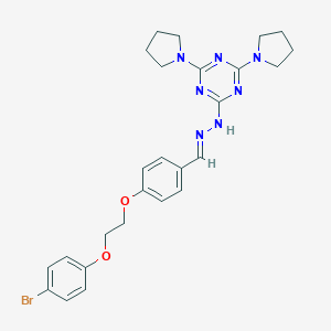 molecular formula C26H30BrN7O2 B327762 2-[(2E)-2-{4-[2-(4-bromophenoxy)ethoxy]benzylidene}hydrazinyl]-4,6-di(pyrrolidin-1-yl)-1,3,5-triazine 