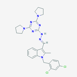 molecular formula C28H30Cl2N8 B327763 1-(2,4-dichlorobenzyl)-2-methyl-1H-indole-3-carbaldehyde (4,6-dipyrrolidin-1-yl-1,3,5-triazin-2-yl)hydrazone 
