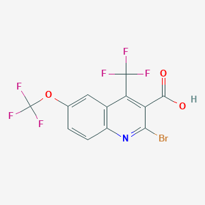 molecular formula C12H4BrF6NO3 B3277635 2-溴-6-(三氟甲氧基)-4-(三氟甲基)喹啉-3-羧酸 CAS No. 663193-37-1