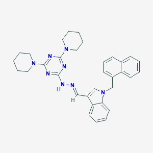 3-[(E)-{2-[4,6-di(piperidin-1-yl)-1,3,5-triazin-2-yl]hydrazinylidene}methyl]-1-(naphthalen-1-ylmethyl)-1H-indole