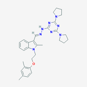 molecular formula C31H38N8O B327768 1-[2-(2,4-dimethylphenoxy)ethyl]-3-[(E)-{2-[4,6-di(pyrrolidin-1-yl)-1,3,5-triazin-2-yl]hydrazinylidene}methyl]-2-methyl-1H-indole 