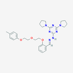 molecular formula C29H37N7O3 B327773 2-[(2E)-2-(2-{2-[2-(4-methylphenoxy)ethoxy]ethoxy}benzylidene)hydrazinyl]-4,6-di(pyrrolidin-1-yl)-1,3,5-triazine 