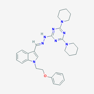 molecular formula C30H36N8O B327780 1-(2-phenoxyethyl)-1H-indole-3-carbaldehyde [4,6-di(1-piperidinyl)-1,3,5-triazin-2-yl]hydrazone 