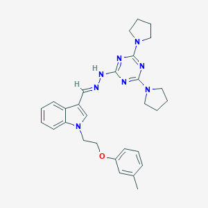 molecular formula C29H34N8O B327785 1-[2-(3-methylphenoxy)ethyl]-1H-indole-3-carbaldehyde [4,6-di(1-pyrrolidinyl)-1,3,5-triazin-2-yl]hydrazone 