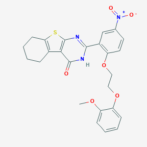 molecular formula C25H23N3O6S B327793 2-{2-[2-(2-methoxyphenoxy)ethoxy]-5-nitrophenyl}-5,6,7,8-tetrahydro[1]benzothieno[2,3-d]pyrimidin-4(3H)-one 