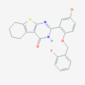 molecular formula C23H18BrFN2O2S B327794 2-{5-bromo-2-[(2-fluorobenzyl)oxy]phenyl}-5,6,7,8-tetrahydro[1]benzothieno[2,3-d]pyrimidin-4(3H)-one 