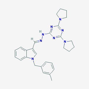 molecular formula C28H32N8 B327795 3-[(E)-{2-[4,6-di(pyrrolidin-1-yl)-1,3,5-triazin-2-yl]hydrazinylidene}methyl]-1-(3-methylbenzyl)-1H-indole 