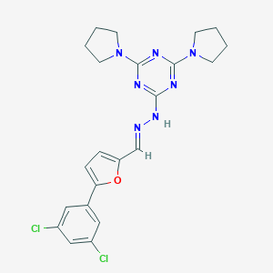 molecular formula C22H23Cl2N7O B327797 2-[(2E)-2-{[5-(3,5-dichlorophenyl)furan-2-yl]methylidene}hydrazinyl]-4,6-di(pyrrolidin-1-yl)-1,3,5-triazine 