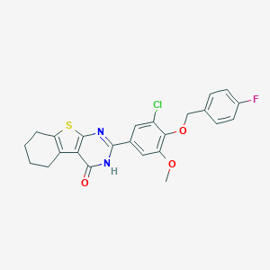 molecular formula C24H20ClFN2O3S B327798 2-{3-chloro-4-[(4-fluorobenzyl)oxy]-5-methoxyphenyl}-5,6,7,8-tetrahydro[1]benzothieno[2,3-d]pyrimidin-4(3H)-one 