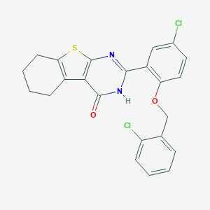 molecular formula C23H18Cl2N2O2S B327799 2-{5-chloro-2-[(2-chlorobenzyl)oxy]phenyl}-5,6,7,8-tetrahydro[1]benzothieno[2,3-d]pyrimidin-4(3H)-one 