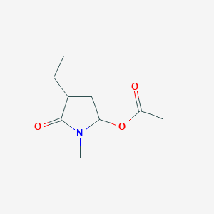 molecular formula C9H15NO3 B3278008 N-Methyl-5-(-acetyloxyl) ethyl-2-pyrrolidone CAS No. 67004-63-1