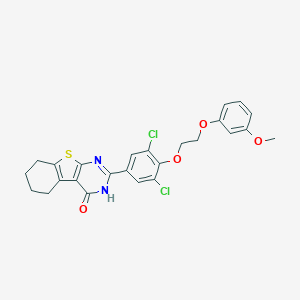 molecular formula C25H22Cl2N2O4S B327806 2-{3,5-dichloro-4-[2-(3-methoxyphenoxy)ethoxy]phenyl}-5,6,7,8-tetrahydro[1]benzothieno[2,3-d]pyrimidin-4(3H)-one 