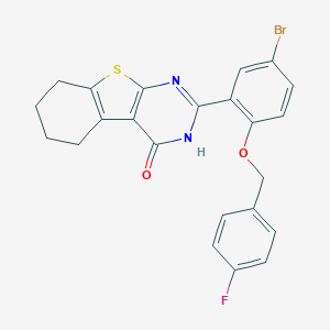 molecular formula C23H18BrFN2O2S B327807 2-{5-bromo-2-[(4-fluorobenzyl)oxy]phenyl}-5,6,7,8-tetrahydro[1]benzothieno[2,3-d]pyrimidin-4(3H)-one 