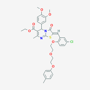 molecular formula C36H37ClN2O8S B327809 ethyl 2-(5-chloro-2-{2-[2-(4-methylphenoxy)ethoxy]ethoxy}benzylidene)-5-(3,4-dimethoxyphenyl)-7-methyl-3-oxo-2,3-dihydro-5H-[1,3]thiazolo[3,2-a]pyrimidine-6-carboxylate 