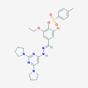 molecular formula C28H33BrN6O4S B327817 2-bromo-4-[(E)-{2-[2,6-di(pyrrolidin-1-yl)pyrimidin-4-yl]hydrazinylidene}methyl]-6-ethoxyphenyl 4-methylbenzenesulfonate 