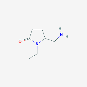 molecular formula C7H14N2O B3278229 5-(Aminomethyl)-1-ethyl-2-pyrrolidinone CAS No. 67433-52-7