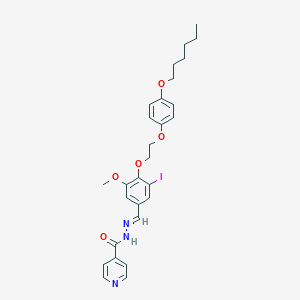 molecular formula C28H32IN3O5 B327823 N'-(4-{2-[4-(hexyloxy)phenoxy]ethoxy}-3-iodo-5-methoxybenzylidene)isonicotinohydrazide 