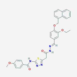 molecular formula C32H29N5O5S B327826 N-[5-(2-{2-[3-ethoxy-4-(1-naphthylmethoxy)benzylidene]hydrazino}-2-oxoethyl)-1,3,4-thiadiazol-2-yl]-4-methoxybenzamide 
