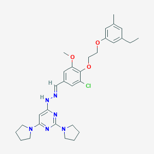 molecular formula C31H39ClN6O3 B327832 4-[(2E)-2-{3-chloro-4-[2-(3-ethyl-5-methylphenoxy)ethoxy]-5-methoxybenzylidene}hydrazinyl]-2,6-di(pyrrolidin-1-yl)pyrimidine 